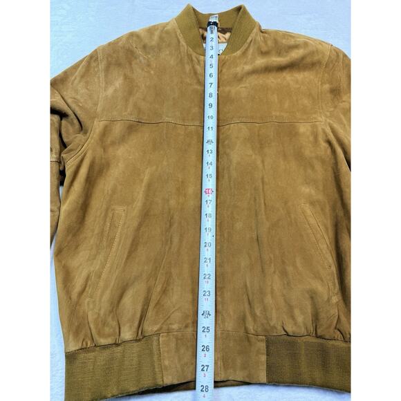 Bugatti Suede Bomber Jacket SZ L Fawn Camel Heritage Tailoring Tan Leather Coat - Picture 6 of 12